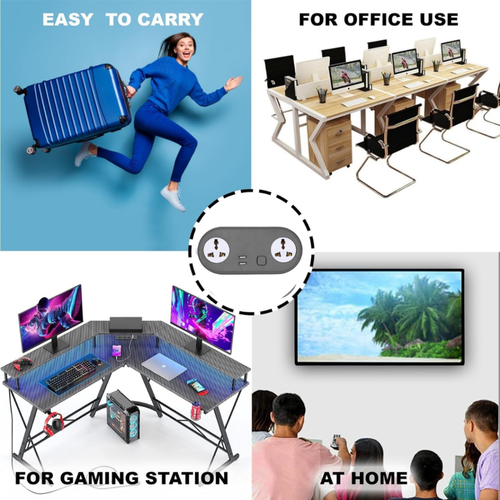 KLICK GADGETS HEAVY DUTY EXTENSION BOARD 6V-2.4 Amp WITH 2 SOCKET GREY